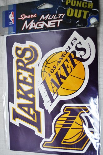 LOS ANGELES LAKERS NBA OFFICIAL TEAM LOGO CAR FRIDGE MAGNET SET (3)