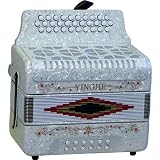 Musical Instruments : Full Size 3 Row Accordion - White with Free Hardshell Carrying Case