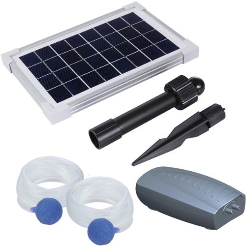 Woodside Solar Powered Oxygenator Pond Water Oxygen Pump 2 Air Stone Aerator