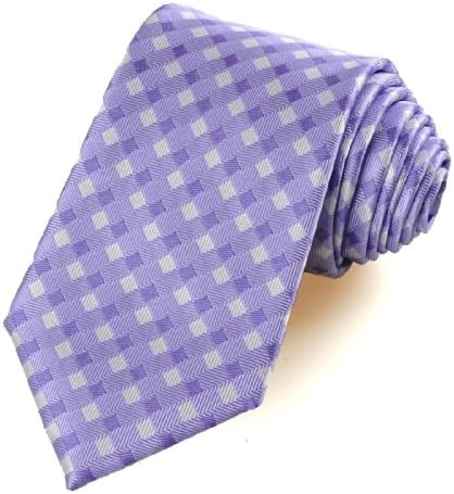 Jun Chi Lilac Purple Violet Cross Checked Pattern Mens Ties Cheap Neckties