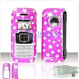 HOT PINK STARS DESIGN SNAP-ON COVER HARD CASE PHONE PROTECTOR (With Optional Swivel Belt Clip) for LG VX9900 ENV VX-9900