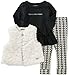 Calvin Klein Baby 3 Piece Faux Fur Vest Set, Off White, 12 Months