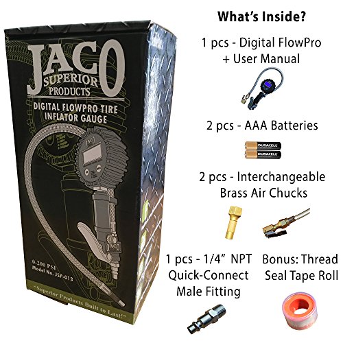 Купить JACO FlowPro Digital Tire Inflator Gauge 200 PSI в интернет