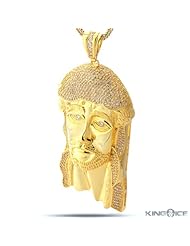 Bling-Bling CZ and Yellow Gold Plated Jesus Piece Pendant