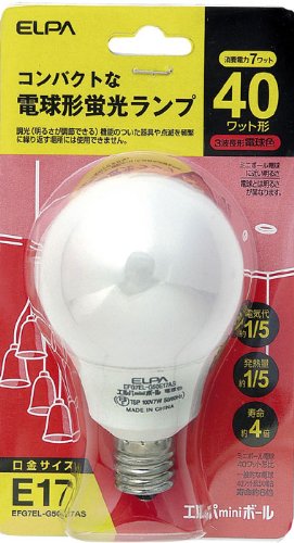 ELPA エルパMINIボール EFG7EL-G50E17AS 電球色 EFG-7EL-G50E17AS