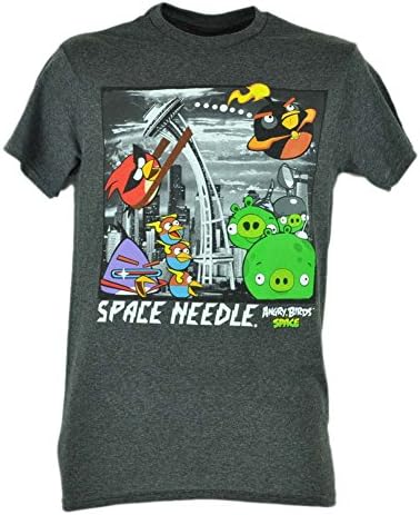 Angry Birds Video Game Space Needle Smart Phone Grey Tshirt Tee Mens XLarge XL