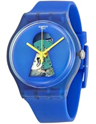 Swatch SUOZ157 openit blue dial silicone strap unisex watch NEW