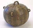Spectacular Round Carved Stone 'Rattan' Box Container VIETNAM