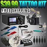 New Beginner Tattoo Kit Power Supply Machine Gun Set w/ 4 Color Mom's Ink Shot