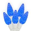 Set of 50 Commercial Grade Blue LED C6 Christmas Lights - White Wire