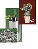 Bighorn Sheep Wine Chiller with Bighorn Sheep w/Brass Horns Bottle Stopper