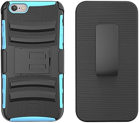 Iphone 6 Plus/ 6s Plus Case -Cyan Colored - 3in1-Heavy duty -Best Quality Accessory -Kickstand Combo Case with Belt Clip Holster-Shockproof -Popular Design-Great Gift Quality-Many Colors-Grab one NOW!