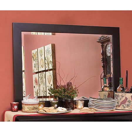 Raised Panel Collection Black Beveled Glass Mirror