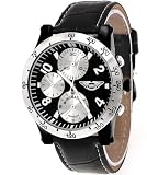 Militär Herrenuhr Fliegeruhr Chronograph Optik Uhr,Silber,Schwarz, inklusive Uhrenbox/Geschenkbox