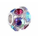 Pandora Style Charm Bead (Z340) Large Crystal Stones (14mm x 11mm) (fits Troll too) ~ Rose Pink and Clear AB Iridescent