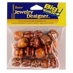 Darice(r) Big Value! 16mm Printed Wood Barrell Beads - 24pk/wood