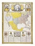 Ornamental Map of the United States and Mexico, Art Poster by Humphrey Phelps, size 18