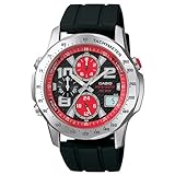 CASIO Wave Ceptor Atomic Black/Red Men's Watch with Analog Black Dial and Resin Band. Model: WVQ550A-1A2V