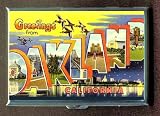 ID CREDIT CARD HOLDER OR CIGARETTE CASE: OAKLAND CALIFORNIA RETRO POSTCARD BY PENNY SILVER