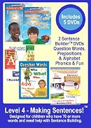 Level 4   -   Making Sentences! Set   -   Appropriate For Kids with 75+ Words Not Yet Speaking in Sentences. - 5 DVDs
