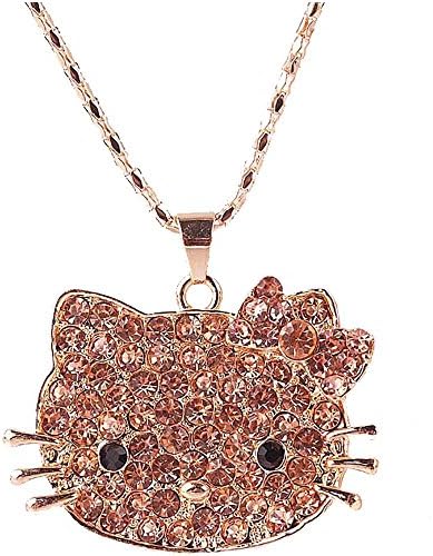 18k Adorable Kitty Bib Pendant Champagne Gold Dress Chain 30" Plated Necklace B849
