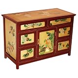 Handmade 38 Red & Gold Wood Storage Cabinet / Cabinet Buffet With Traditional Chinese Designs