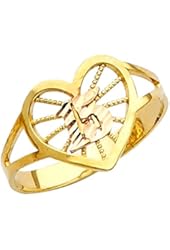 10k Two-Tone Gold Sweet 15 Anos Quinceanera Heart Ring