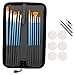 Custom Body Art Halloween Face Paint 12-Piece Premium Nylon Hair Brush Set with Carry Case & 10-Piece Sponge Pack