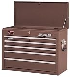 Waterloo TR61206B 26-Inch Wide by 12-Inch Deep by 19-3/4-Inch High Brown Wrinkle Professional Use 6 Drawer Chest with Full Extension Ball Bearing Drawer Slides
