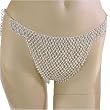Bellydance White Brass Bell Bikini Bottom, One size fits waist or hips up to 35", For belly dancing costume or just for fun