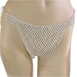 Bellydance White Brass Bell Bikini Bottom, One size fits waist or hips up to 35", For belly dancing costume or just for fun