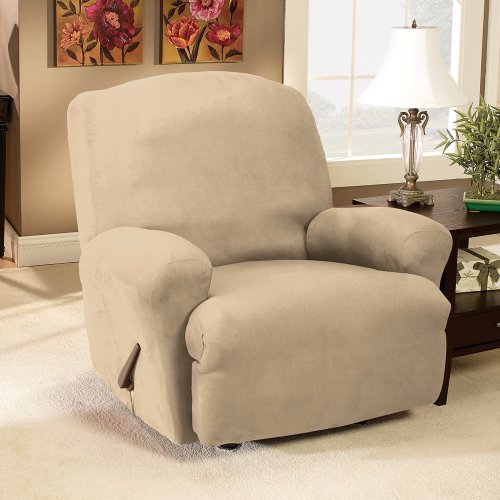 Stretch Suede Recliner Slipcover - Oatmeal