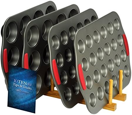 Bamboo Muffin Tin &amp; Baking Sheet Organizer / Holder &amp; 10 Tips Card by MFKS Products