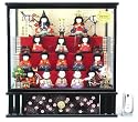 秀光オリジナル限定品 雛人形木目込十五人ケース飾りセット かわいらしい十五人のお雛様、お道具類もガラスケースに入ってにぎやかに飾ります