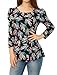 Allegra K Woman Feather Pattern Tunic Peplum Top Black XL
