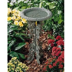 Pedestal Oakleaf Birdbath Rust by A Bird's Home