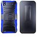 ZTE Quartz Z797C Case, ATUS® ZTE Quartz Z797C Armor Series - Heavy Duty Dual Layer Holster Case Kick Stand with Locking Belt Swivel Clip (Free E-Time Brand LCD Screen Protector + Stylus Pen Included) (BLACK/BLUE)