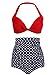 COCOSHIP Women's Retro Red Top and White Polka High Waisted Bikini Set Swimsuits Swimwear XXL(US12)