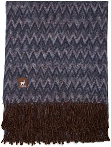 Alpaca Carrasco Chevron Alpaca Acrylic Blend Throw - Blanket - Steel Blue -Soft, Lightweight, Versatile in Assorted Colors