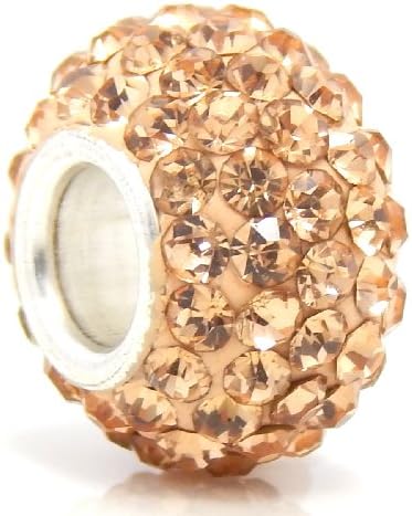 Jewelry Monster "Peach Birthstone Pave Crystal Spacer" Charm Bead for Snake Chain Charm Bracelet