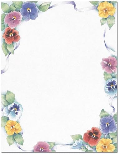 Pretty Pansies Spring Flowers Floral Laser & Inkjet Computer Printer Paper