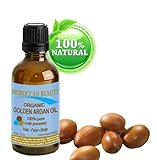 Moroccan Beauty Golden Argan Oil, 100% Pure/ Natural, Certified Organic, for Face, Hair, Nails and Body. 1 oz-30 Ml