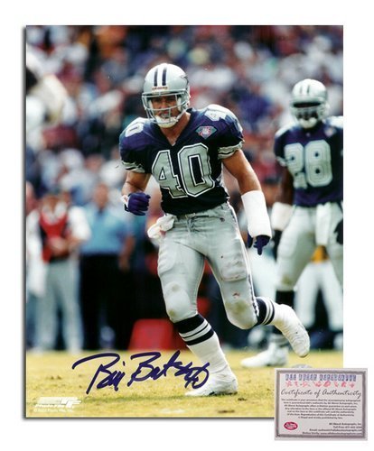 Bill Bates NFL Dallas Cowboys Hand Signed 8x10 Photograph Blue Jersey