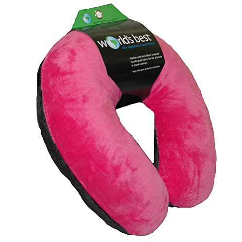World's Best Feather Soft Microfiber Neck Pillow, Pink/Black