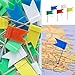 Coolrunner 100 Pieces Per Box Map Flag Push Pins, Assorted 5 Colors