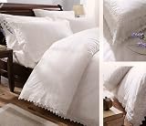 Double Bed Luxury Embroidered Duvet Cover Set Balmoral White