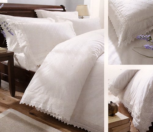 Double Bed Luxury Embroidered Duvet Cover Set Balmoral White