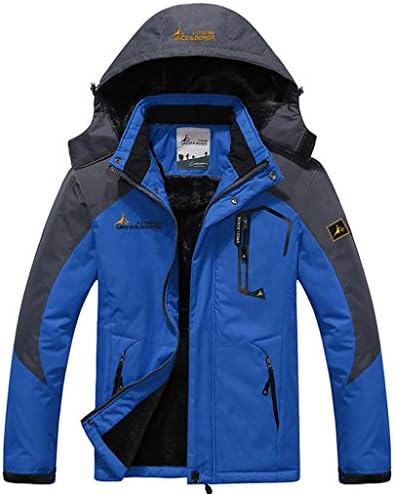 WantDo Men's Waterproof Mountain Jacket Fleece Windproof Ski Jacket(Sky Blue,US 3XL)