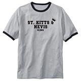 T-Shirt Ringer Heather Gray  St. Kitts & Nevis King  Country