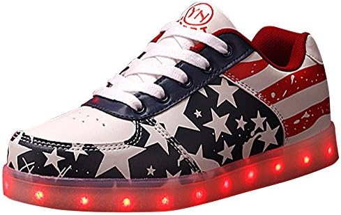 FOREST ZONE Unisex Women Men USB Charging LED Flashing Fashion Sneakers 8.5 B(M) US Red